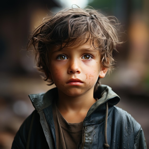 Portrait of a littte charming boy with emotions on his face