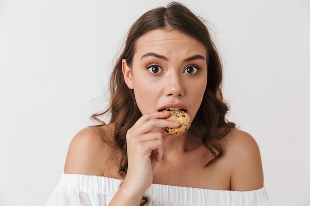 Portrait of a lovely young casual brunette woman