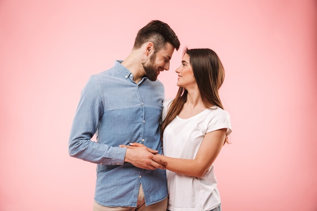 Portrait of a loving young couple hugging