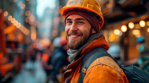 Portrait of maintenance worker looking into camera with empty space for text