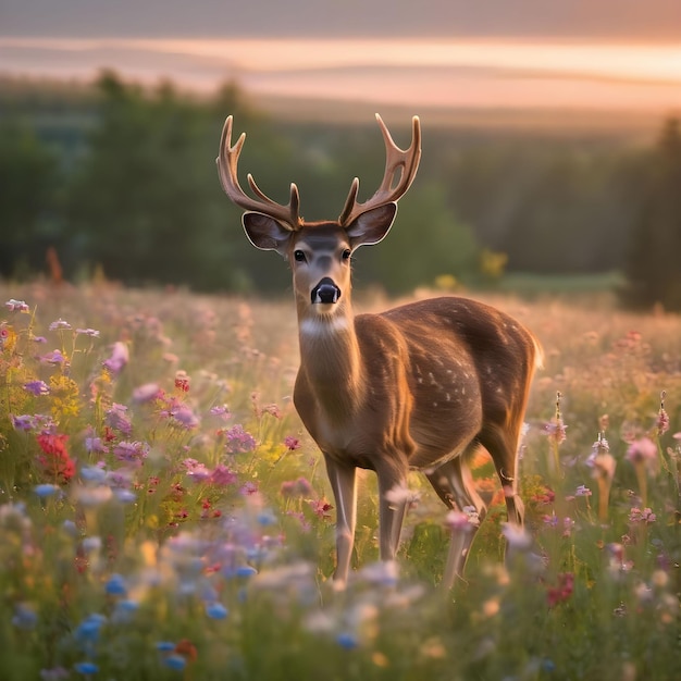 Portrait of majestic red deer stag in Autumn Fall