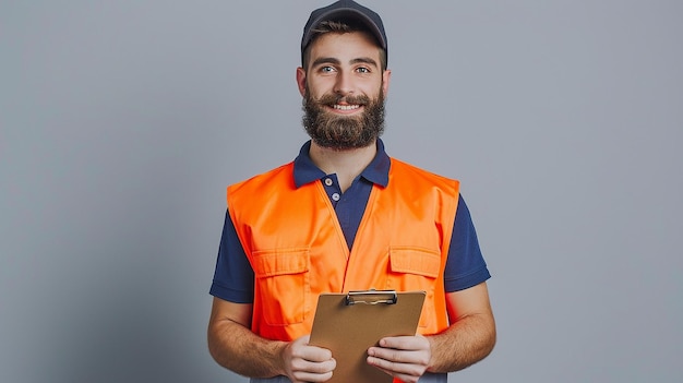 Portrait of Male Courier in an Orange Vest