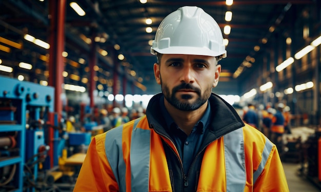 portrait of a male engineer on the background of an oil refinery