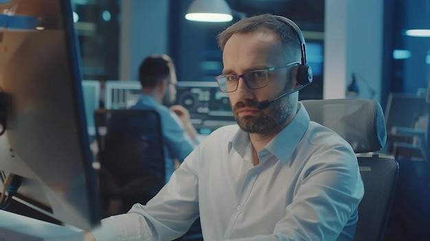 Photo portrait of a male it support specialist at a help desk