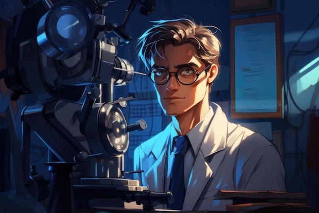 Portrait of a male ophthalmologist at the clinic at his workplace