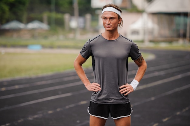 Portrait Of Male Runner On Street