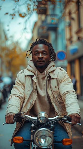 Portrait of a man on a bicycle