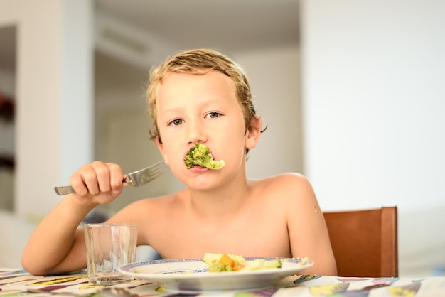 Portrait of man eating food