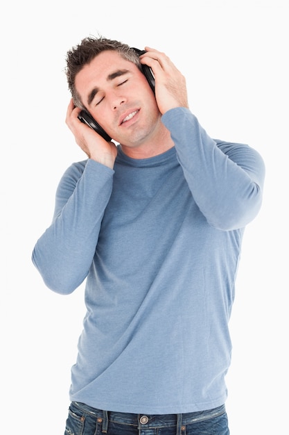 Portrait of a man enjoying some music