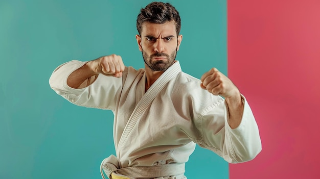 Photo portrait of a man practicing karate