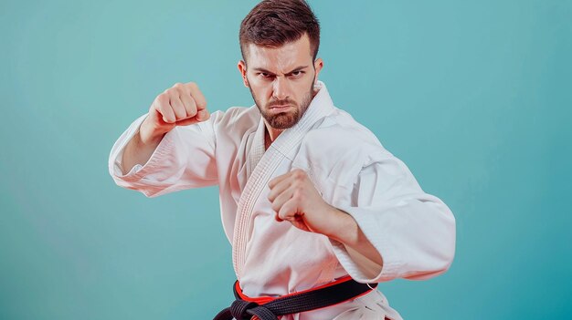 Photo portrait of a man practicing karate