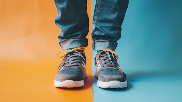 Portrait of a Man Showcasing Trendy Athletic Shoes