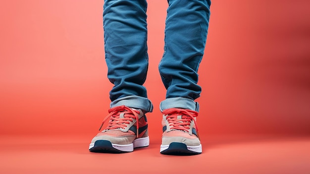 Portrait of a Man Showcasing Trendy Athletic Shoes