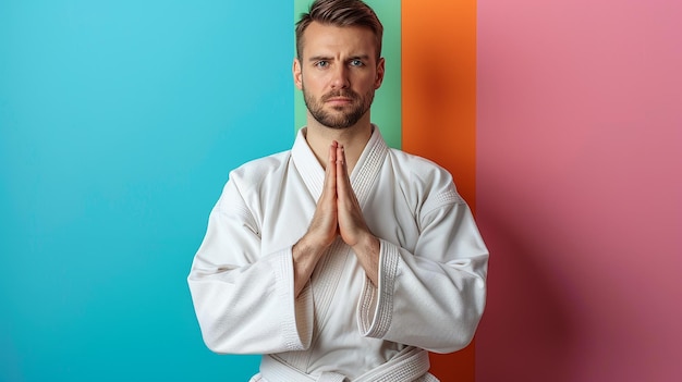 Photo portrait of a man teaching a karate class in isolation