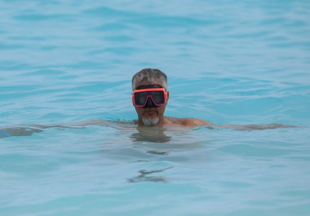 portrait of a man in an underwater mask