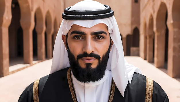 Photo portrait of a man wearing traditional middle eastern clothing