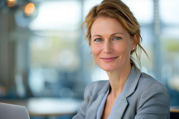 Portrait of mature businesswoman in office confident smiling Successful executive professional