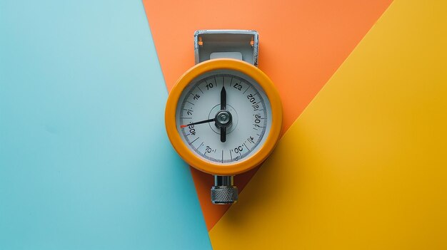 Portrait of a Measuring Wheel Isolated on a Flat Color Background