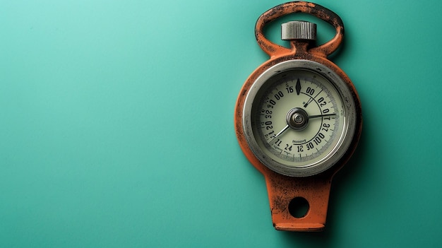 Portrait of a Measuring Wheel Isolated on a Flat Color Background