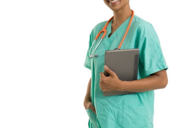 Portrait medical doctor holding tablet