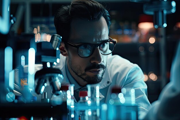 Photo portrait of a medical researcher innovating in a modern lab setting