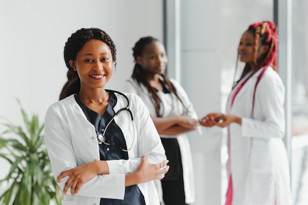 Portrait Of Medical Team Standing Outside Hospital