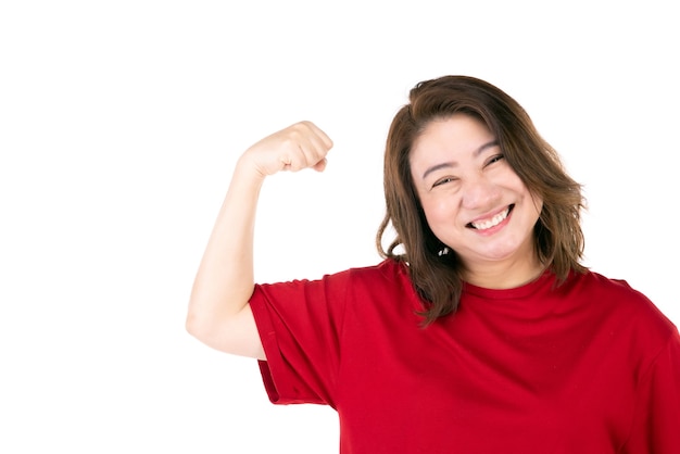 Portrait of middle age 40s Asian woman Isolated on white , self-confident mature woman in a casual clothes with a smiling face