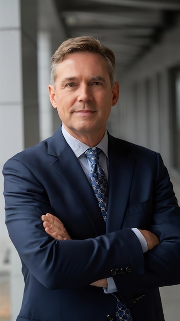 Photo portrait of middle aged businessman posing looking at camera