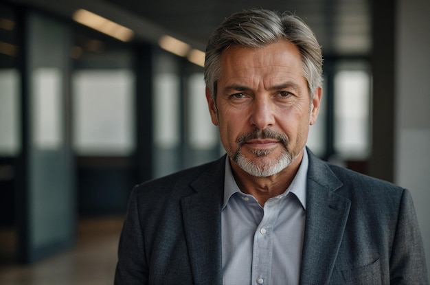 Photo portrait of a middleaged businessman posing looking at the camera