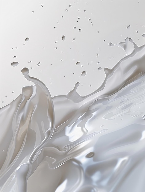 Portrait of Milk Splashes Realistic Composition with Isolated Image of Spluttering White