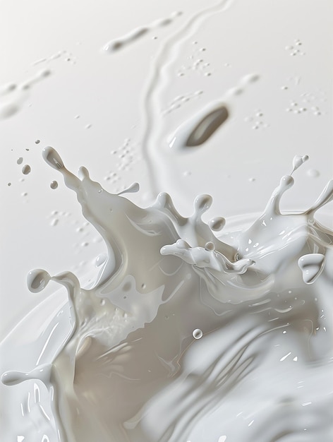 Portrait of Milk Splashes Realistic Composition with Isolated Image of Spluttering White