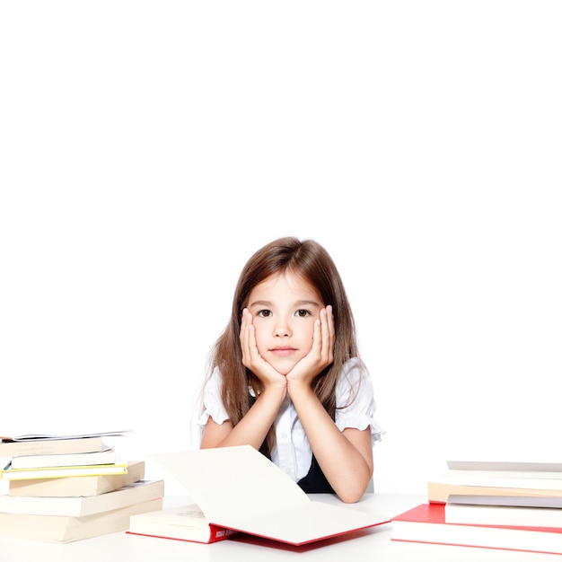 Portrait of modern, happy and cute teen school girl.