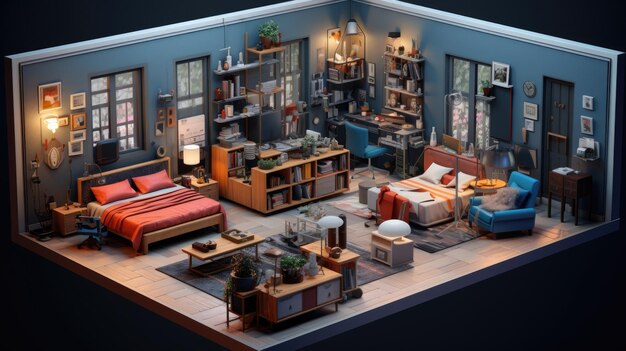 a portrait Modern Isometric Rooms