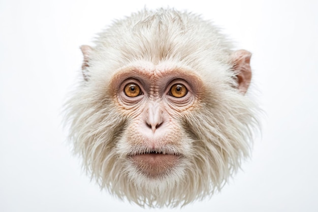 Portrait of a monkey on a white background