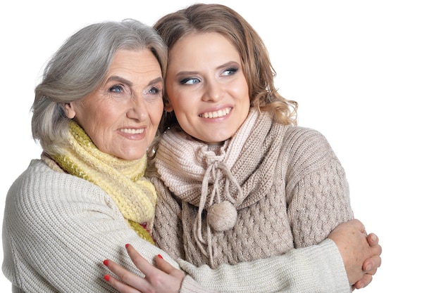 Photo portrait of mother and daughter, close up