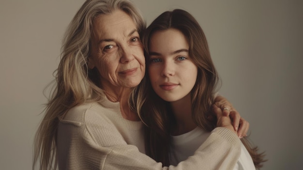 Photo portrait of mother and daughter