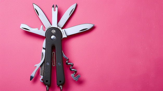 Photo portrait of multitool knife with pliers and screwdrivers