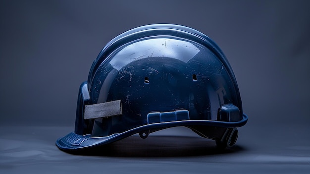 Portrait of Navy Safety Helmet on Flat Background