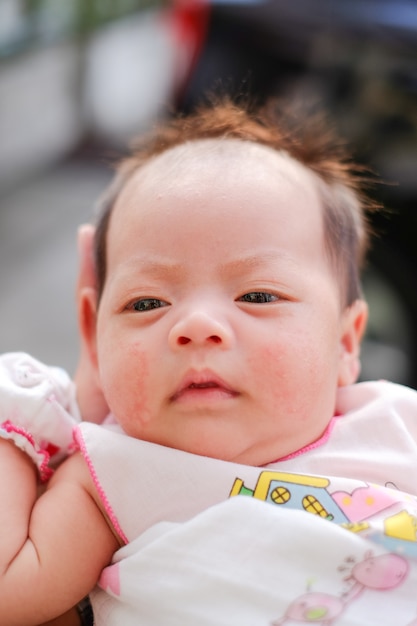 Portrait of a newborn baby close-up