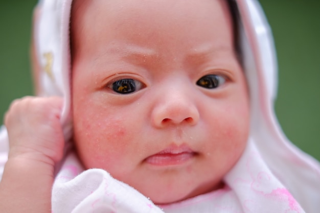 Portrait of a newborn baby close-up