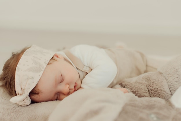 Portrait of a newborn baby sleeping - Natural and soft Light