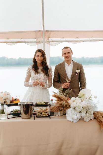 portrait of the newlyweds at the presidium