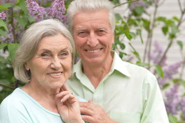 Portrait of a nice mature couple in spring park