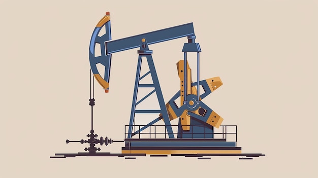 Portrait of Oil Pump on Beige Flat Color Background