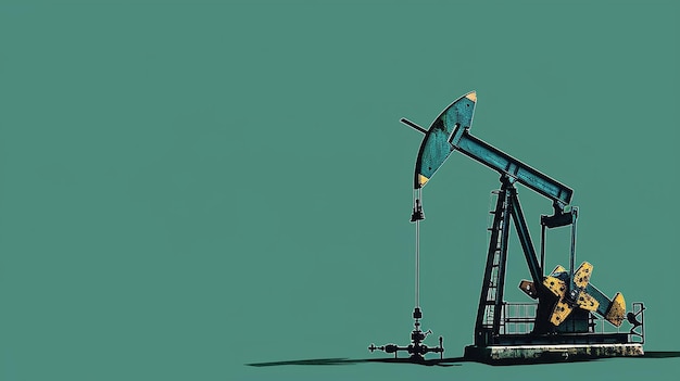 Portrait of Oil Pump on Green Flat Color Background