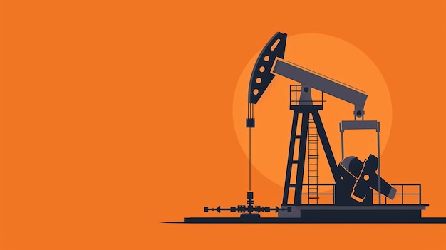 Portrait of Oil Pump on Red Flat Color Background