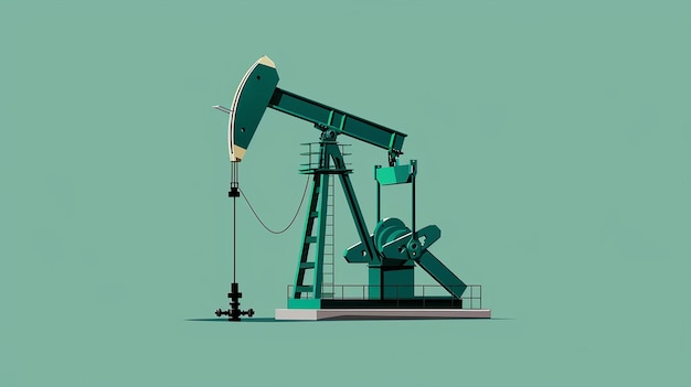 Portrait of Oil Pump on Red Flat Color Background