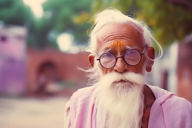 Portrait of an old hindu man neural network ai generated