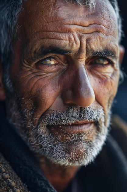 Portrait of an old Indian man with a beard and mustache