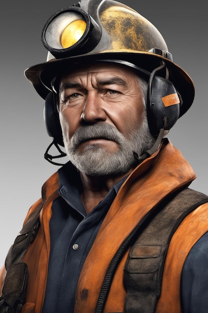 Portrait of old male miner